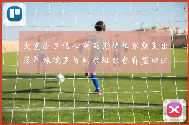 麦克法兰信心满满期待帕尔默复出若昂佩德罗与科尔维尔也有望回归